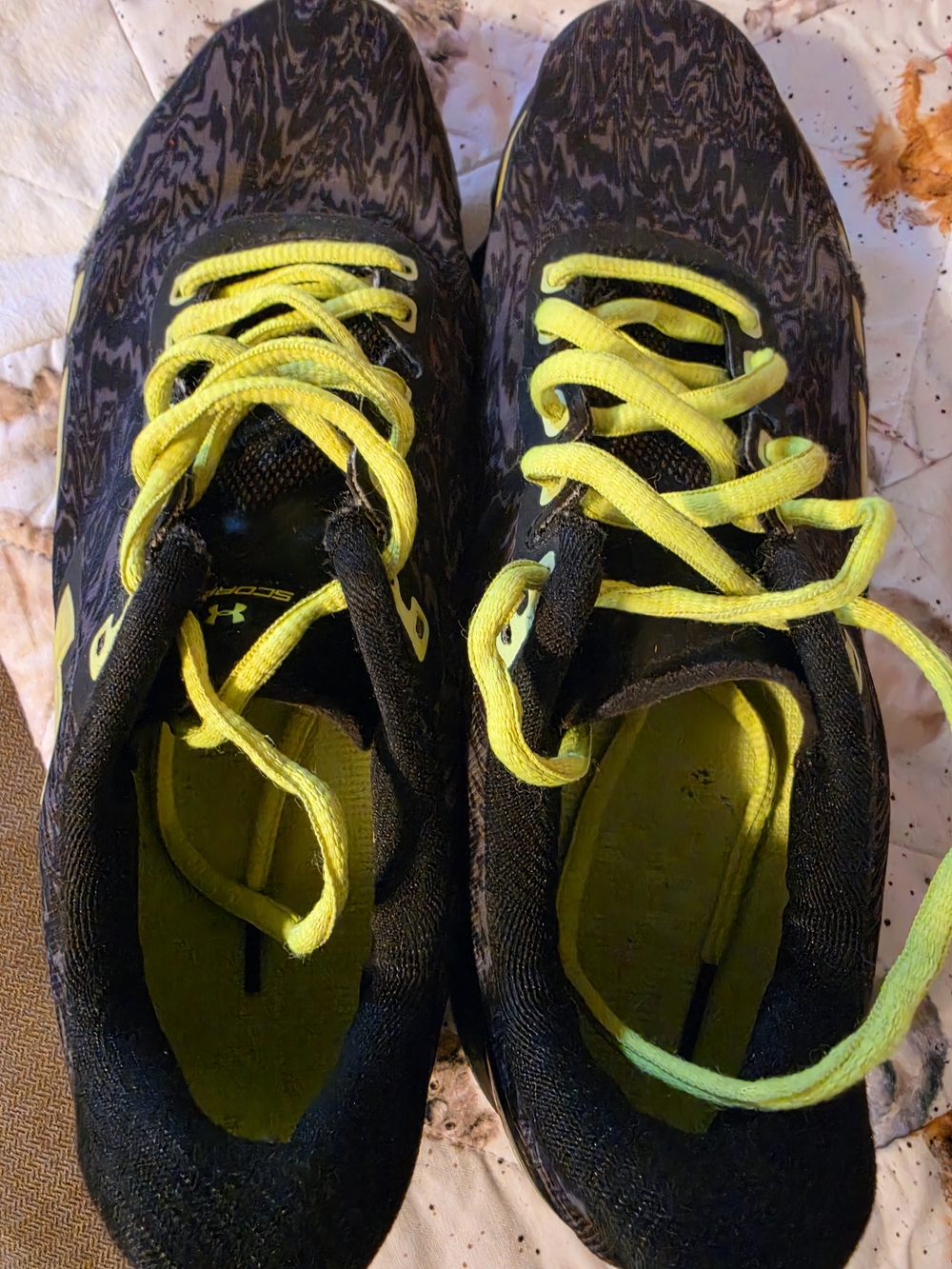 Under Armour Kids' Black and Neon Yellow Athletic Shoes